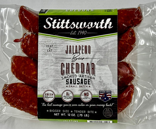 Stittsworth Jalapeño, Beer, Cheddar Bratwurst - A Spicy, Cheesy Delight!