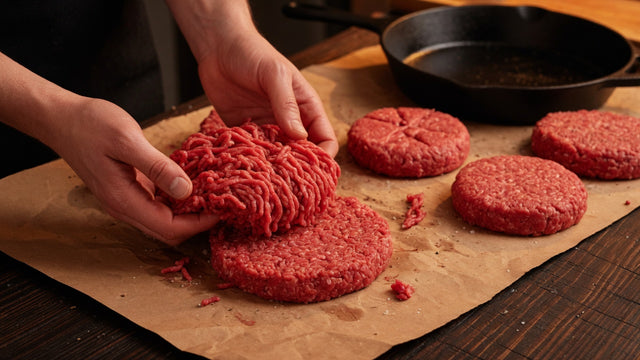 Premium ground beef on butcher paper - Stittsworth Meats Bemidji MN