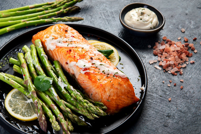 Salmon fillet with asparagus — Stittsworth Meats, Bemidji MN