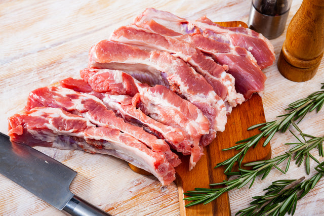 Raw country-style pork ribs — Stittsworth Meats, Bemidji MN