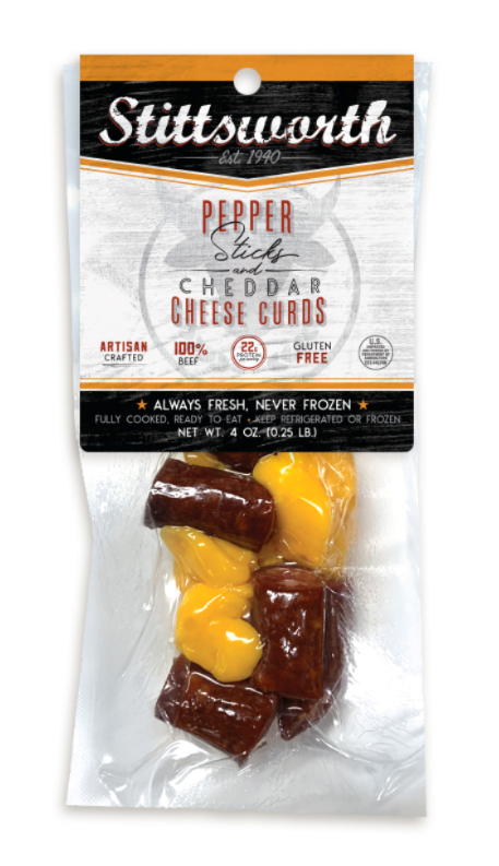 Stittsworth 100% beef Pepper Sticks and tasty cheddar cheese curds combo pack | Jerky & Meat Sticks | Stittsworth Meats