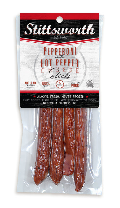 Pepperoni Hot Pepper Cheese Sticks — 4oz Snack Pack