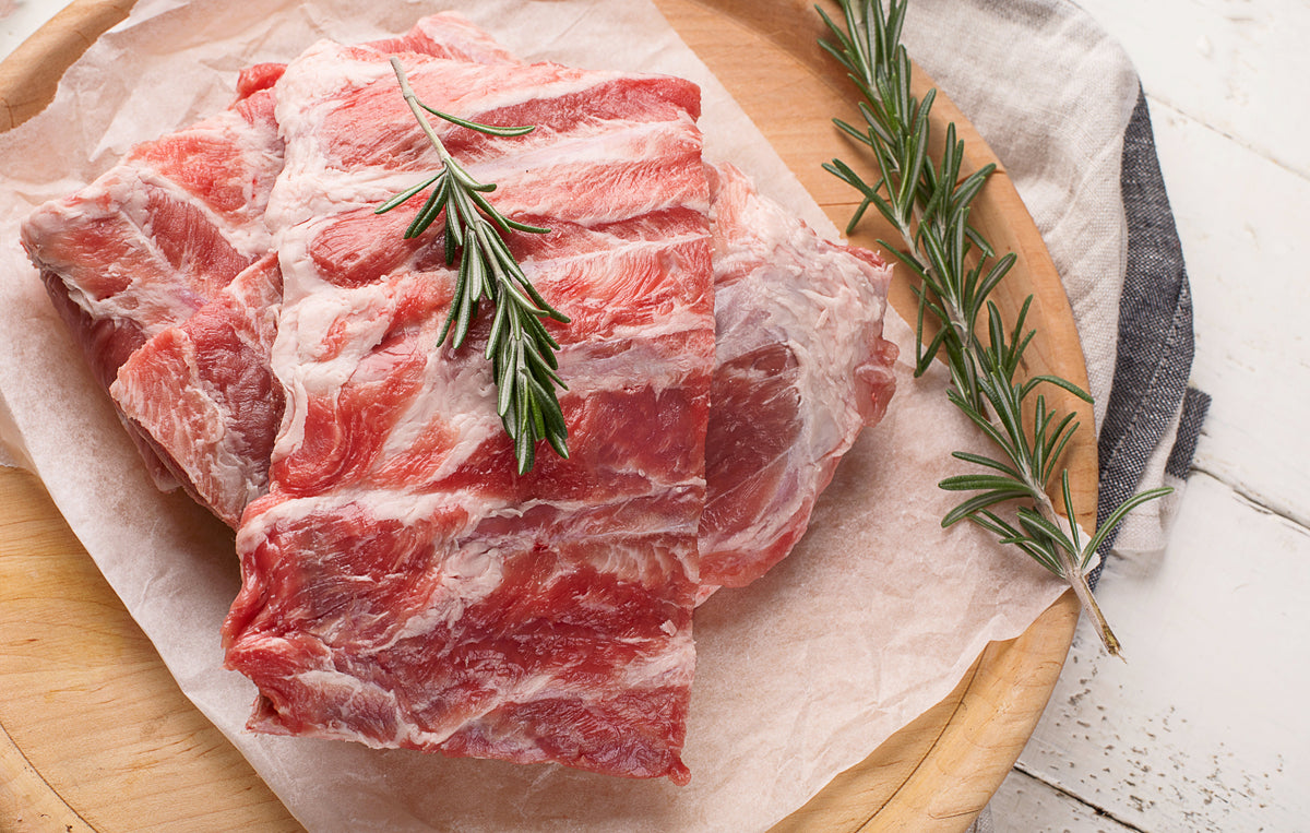 Raw St. Louis-style pork ribs — Stittsworth Meats, Bemidji MN