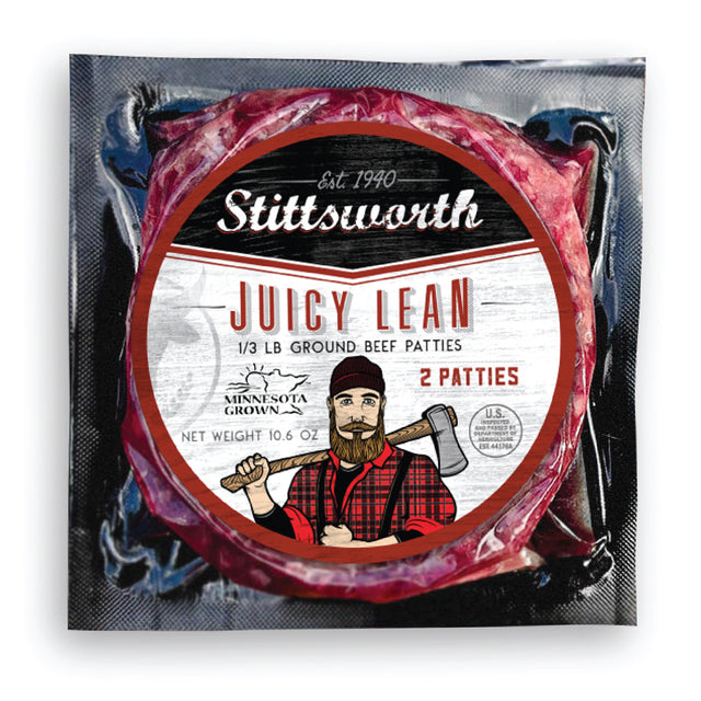 Plain Lean Ground Beef Patties (2-Pack) - Stittsworth Meats Bemidji MN