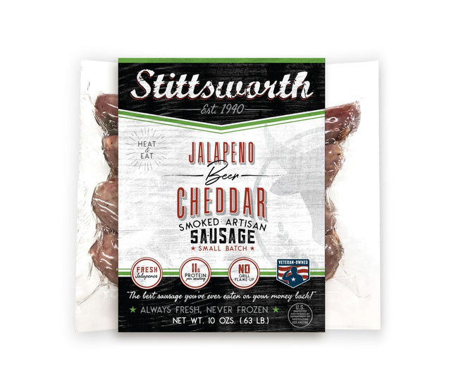 Jalapeno Beer Cheddar Brats | Stittsworth Meats