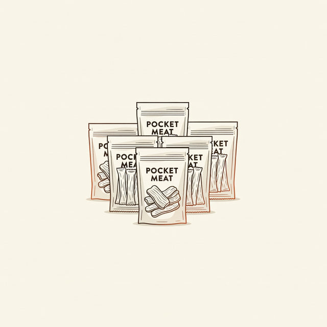 Pocket Meat | Smokehouse Club — illustrated bundle of jerky and snack stick bags