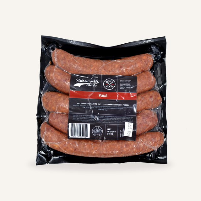 Polish Sausage pack on cream background