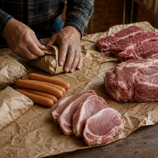 The Ranch Hand meat bundle on butcher paper