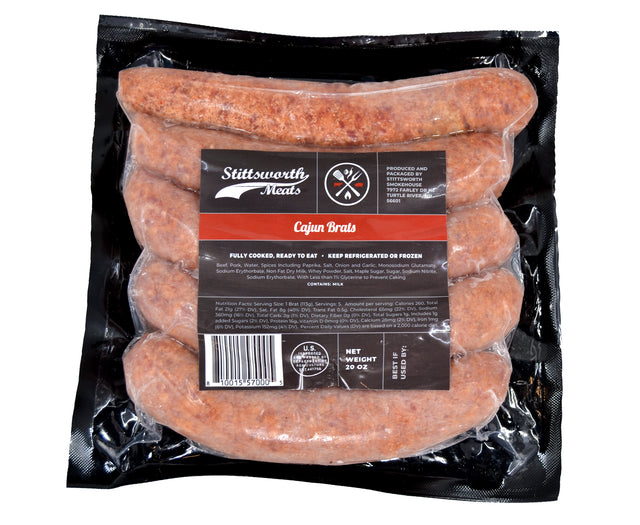Stittsworth Cajun Brats 20oz | Brats | Stittsworth Meats